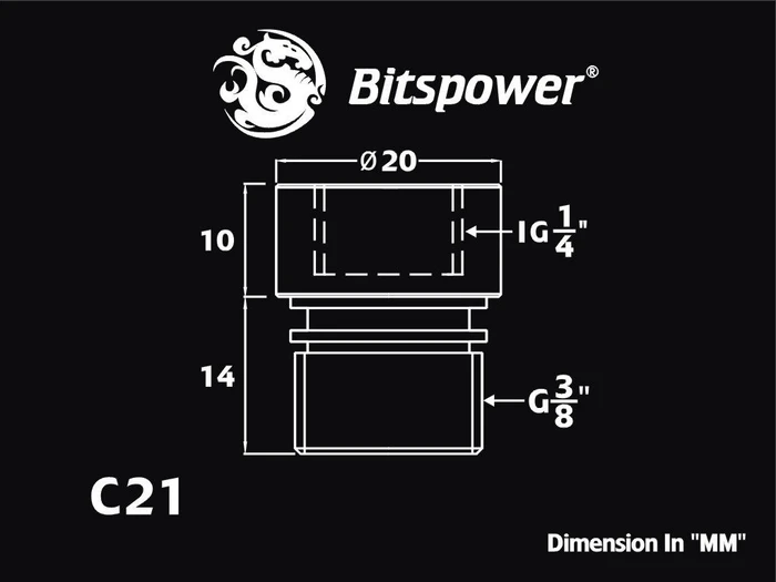 Bitspower Adapter auf G1/4" für Eheim 1046/48/1250 schwarz
