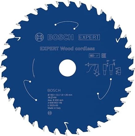 Bosch Professional Expert Wood Cordless Kreissägeblatt 36Z, 160x1x20mm, 1 Stück