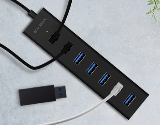 RaidSonic Icy Box IB-HUB1700-U3 USB-Hub, 7x USB-A 3.0, USB-A 3.0 [Stecker]