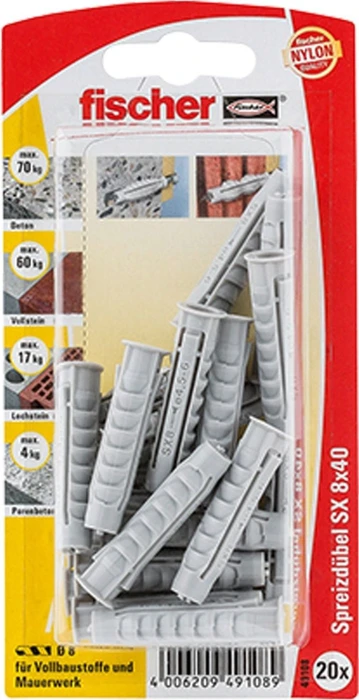 fischer SX 8x40 K Spreizdübel, 8x40mm, 20 Stück