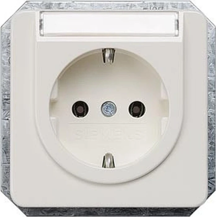 Siemens DELTA line Schuko-Steckdose mit Beschriftungsfeld, titanweiß