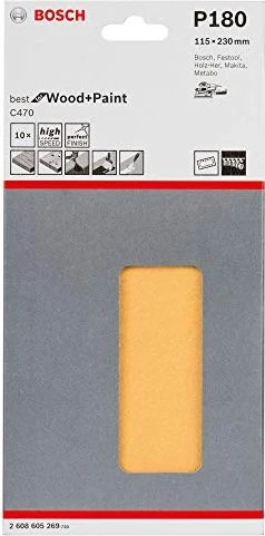 Bosch Professional C470 Best for Wood and Paint Schleifblatt K180, 115x230mm, 10 Stück