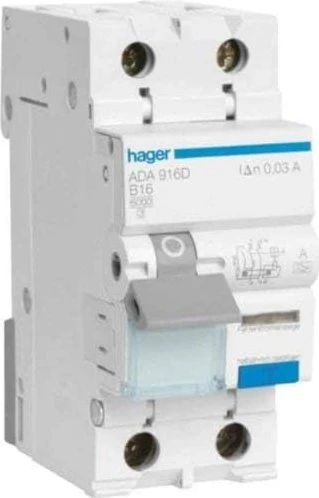 Hager Fehlerstrom-Leitungsschutzschalter 1P+N 6kA C-16A 30mA Typ A