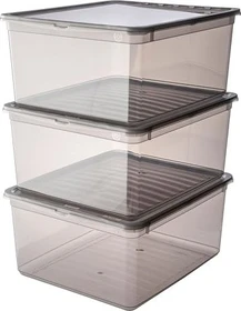 Keeeper Bea Aufbewahrungsbox, 18l, grau/transparent, 3er-Pack