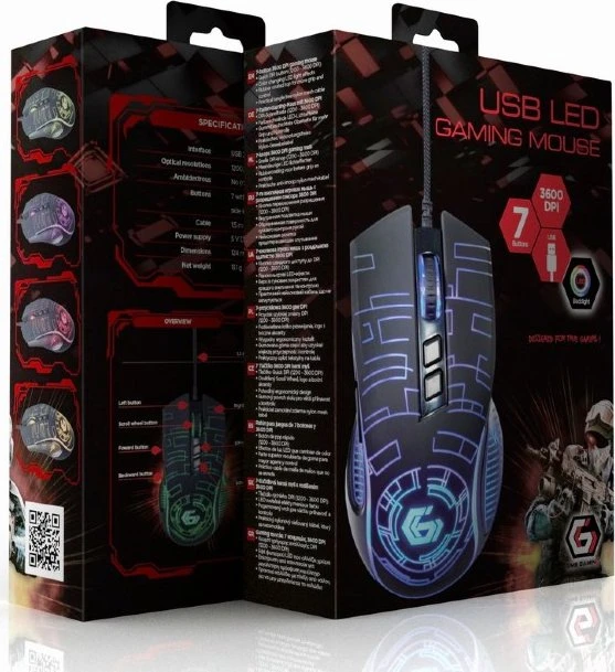 Gembird USB-LED-Gaming-Maus schwarz, USB