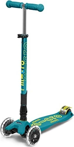 Micro Maxi Micro Deluxe Foldable LED Kickboard petrol green