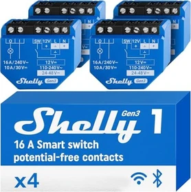 Shelly 1, WLAN-Funkschalter, 1-Kanal, Unterputz, Schaltaktor, 4er-Pack
