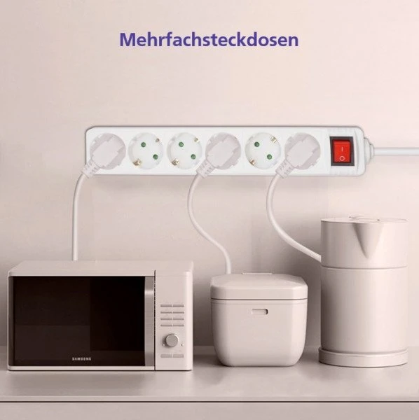 Helos CLASSIC Steckdosenleiste mit Schalter, 6-fach, 3m, weiß