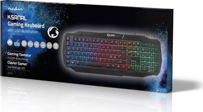 Nedis Gaming Tastatur, LEDs RGB, schwarz, USB, ND