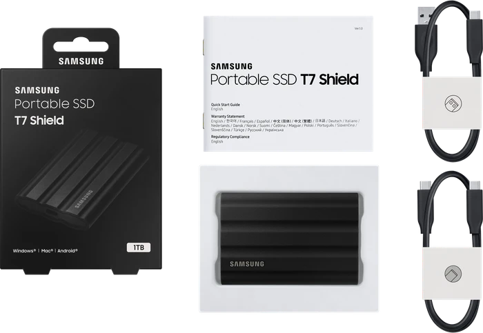Samsung Portable SSD T7 Shield, schwarz, 1TB, USB-C 3.1
