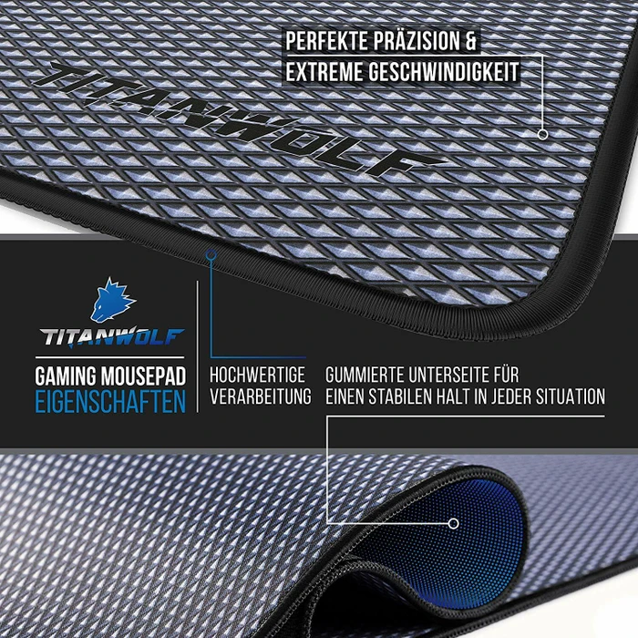 Titanwolf Diamond XXL Speed Gaming-Mauspad, schwarz/silber