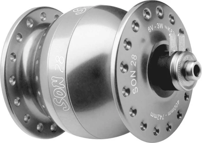 SON 28 32 Loch Nabendynamo silber eloxiert