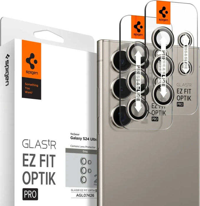 Spigen GLAS.tR EZ Fit Optik Pro Lens Protector für Samsung Galaxy S24 Ultra grau
