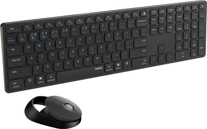 Rapoo 9850M Multi-mode Wireless Ultra-slim Advanced Desktop Set dunkelgrau, USB/Bluetooth, DE (00215389) – Bild 4 von 5