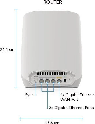Netgear Orbi Wi-Fi 6, 760 Serie RBK763S, AX5400, Router und 2x Repeater Set, 3er-Bundle
