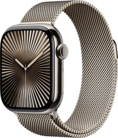 Apple Watch Series 10 (GPS + Cellular) 42mm Titan natur mit Milanaise-Armband natur