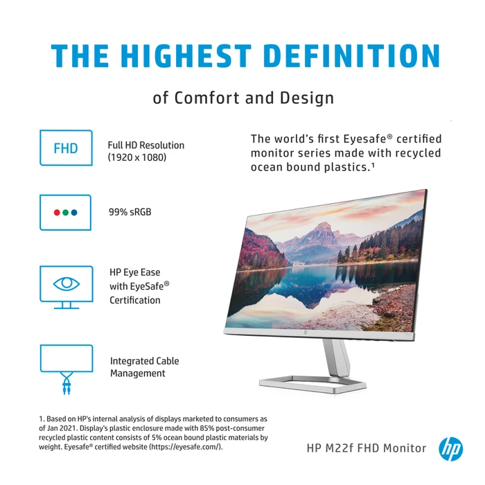 HP M22f, 1 Jahr Garantie, 21.5"