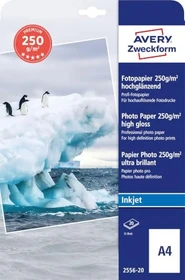 Avery-Zweckform Premium Inkjet Fotopapier hochglänzend weiß, A4, 250g/m², 20 Blatt