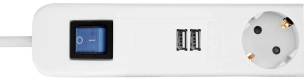 REV Ritter ICE Steckdosenleiste mit Schalter, 2x USB, 6-fach, 1.4m, weiß