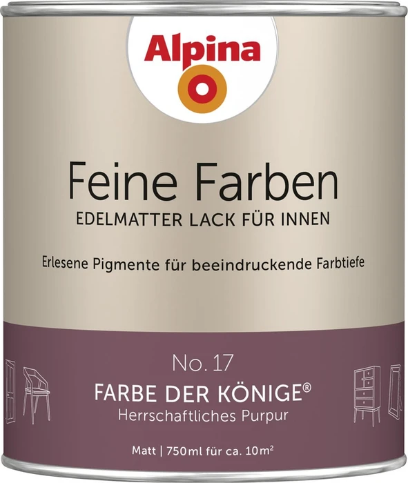 Alpina Farben Feine Farben Lack No. 17 Farbe der Könige innen purpur edelmatt, 750ml