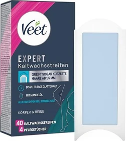 Veet Expert Körper & Beine Alle Hauttypen inkl. sensibler Haut Kaltwachsstreifen, 40 Stück