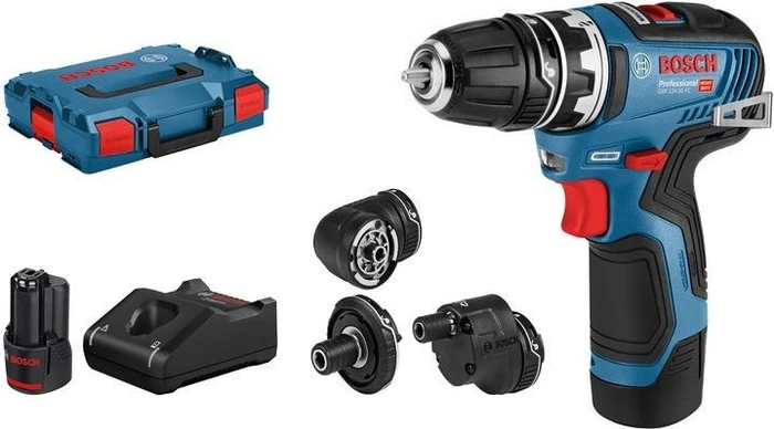 Bosch Professional GSR 12V-35 FC FlexiClick Akku-Bohrschrauber inkl. L-Boxx + 2 Akkus 3.0Ah + Zubehör