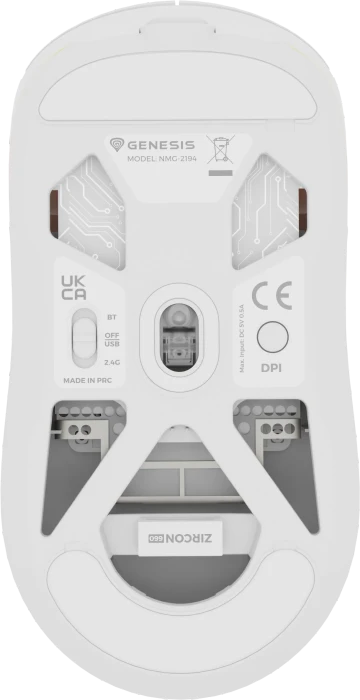 Genesis Zircon 660 Pro Wireless Ultra-Lightweigt Gaming Mouse weiß, USB/Bluetooth