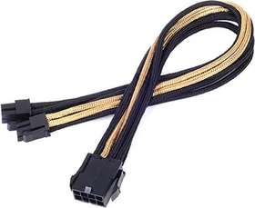 SilverStone PP07-EPS8BG, 4/8-Pin EPS12V Verlängerung 30cm, sleeved schwarz/gold (SST-PP07-EPS8BG / 40122)