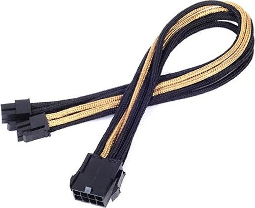 SilverStone PP07-EPS8BG, 4/8-Pin EPS12V Verlängerung 30cm, sleeved schwarz/gold