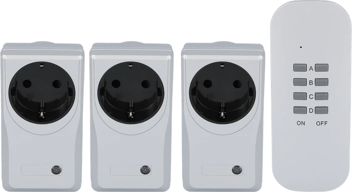 uniTEC 3+1 Micro, Funksteckdose mit Fernbedienung silber, Set