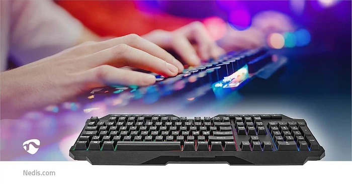 Nedis Gaming Tastatur, LEDs RGB, schwarz, USB, ND