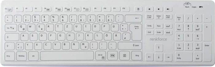 Renkforce RF-WRK-300 kabellose Hygiene-Tastatur, weiß, USB, DE