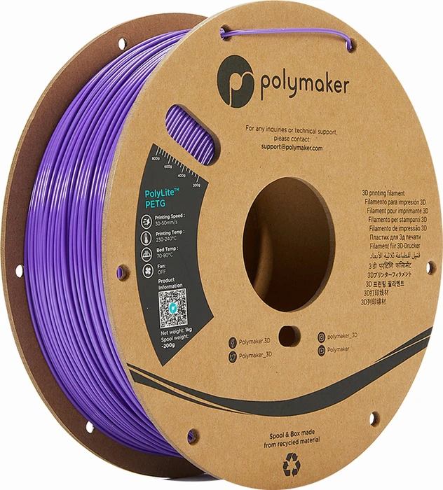Polymaker PolyLite PETG, violett, Spule, 1.75mm, 1.00kg