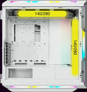 Corsair iCue 5000T RGB TG, weiß, Glasfenster