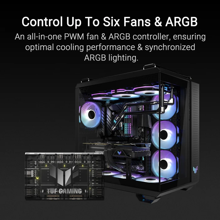 ASUS TUF Gaming ARGB PWM Fan Hub, Lüfterverteiler, 6-fach