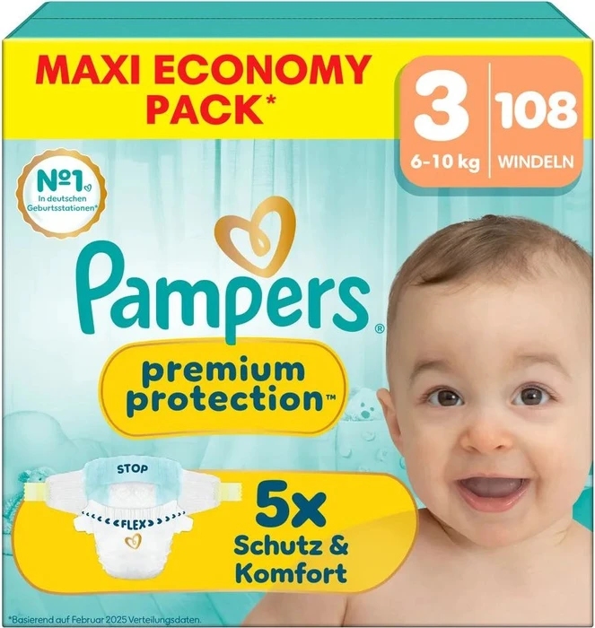 Pampers Premium Protection Gr.3 Einwegwindel, 6-10kg, 108 Stück