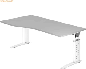 Hammerbacher Ergonomic Plus U-Serie US18/5/W Schreibtisch 180x100cm grau/weiß
