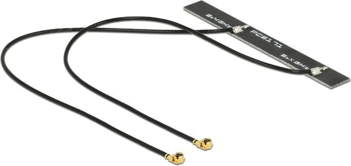 DeLOCK WLAN a/b/g/n/ac, MHF/U.FL-LP-068 kompatibler Stecker Doppelantenne, 5dBi, MHF