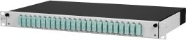 Metz Connect OpDAT slide splice LWL-Patchpanel SC-D Kupplungen, OM3 aqua, 24-Port, 1HE, 1HE