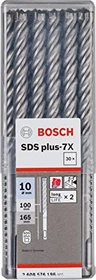 Bosch Professional SDS-plus-7X Hammerbohrer, 10x100x165mm, 30 Stück