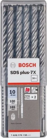Bosch Professional SDS-plus-7X Hammerbohrer, 10x100x165mm, 30 Stück