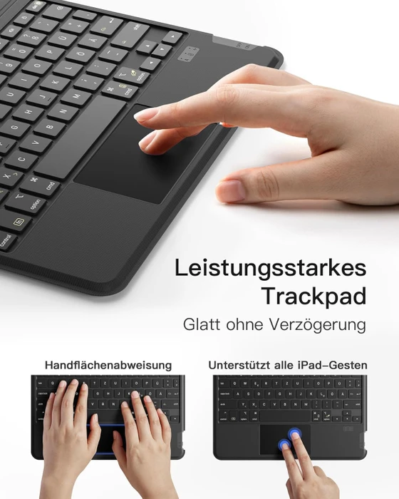 Inateck Abnehmbare Tastatur für iPad Air 4/iPad Air 5/iPad Air 6/iPad Pro 11", schwarz, DE