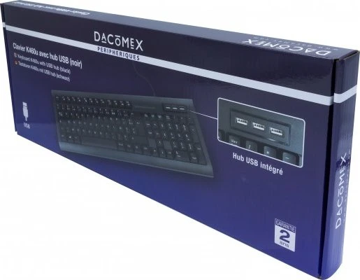 Dacomex K460u Tastatur mit Hub, schwarz, USB, FR