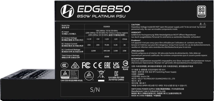 Lian Li EDGE Platinum 850 schwarz 850W, ATX 3.1