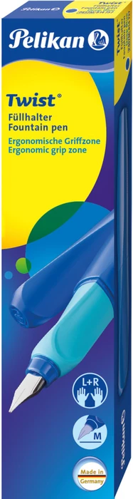 Pelikan Twist deep blue, rechte Hand/linke Hand, mittel, Faltschachtel