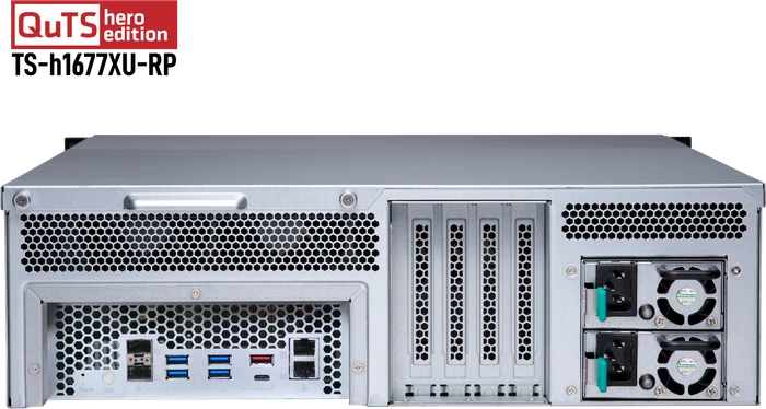 QNAP QuTS hero TS-h1677XU-RP-3700X-32G 160TB, 32GB RAM, 2x SFP+ 10Gb/s, 2x RJ-45 1000Base-T, 3HE