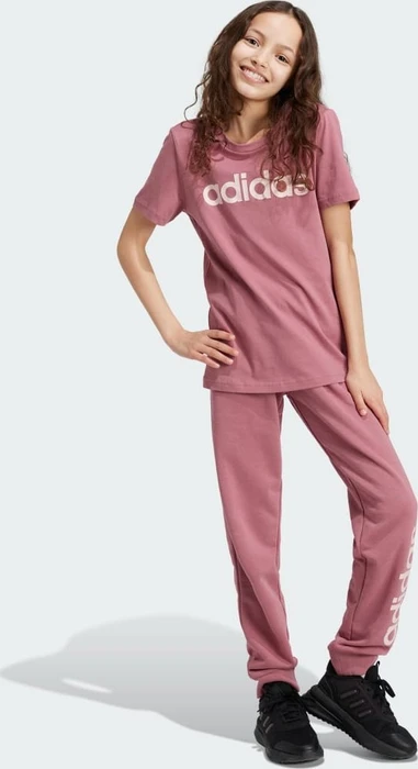 adidas Essentials Linear Logo Cotton Slim Fit T-Shirt kurzarm preloved crimson/sandy pink (Junior)