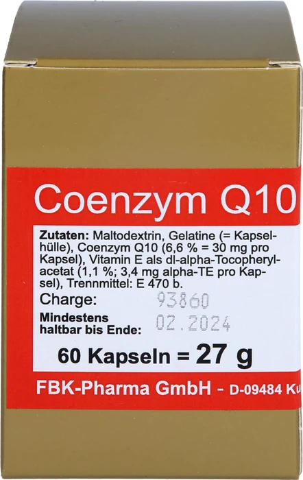 FBK Q10 Coenzym 30mg Kapseln, 60 Stück