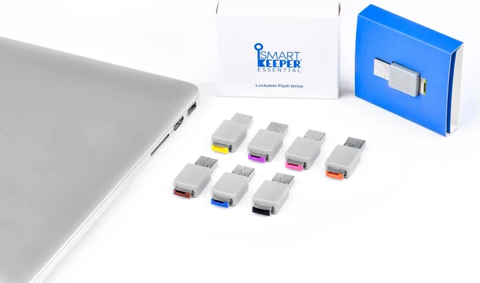 SmartKeeper Essential Lockable Flash Drive 32GB grau/blau, USB-A, USB 2.0