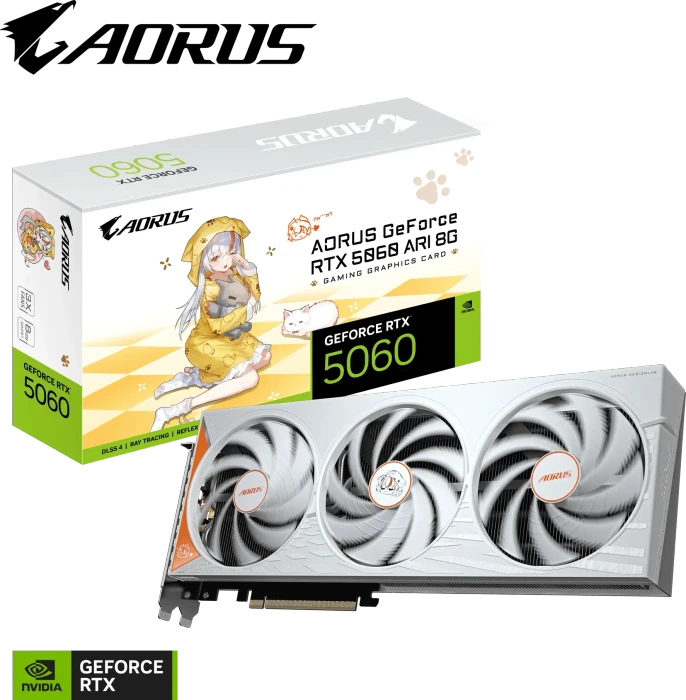 GIGABYTE AORUS GeForce RTX 5060 ARI 8G, 8GB GDDR7, HDMI, 3x DP